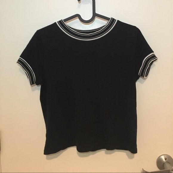 Black tee shirt with white stripe, size small - Picture 2 of 3